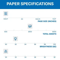 Hammermill Copy Paper<Copy Plus 8.5" x 11" Copy Paper, 20 lbs., 92 Brightness, 2500 Sheets/Carton (105650)