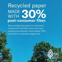 Hammermill Large Quantity Paper<Great White 30% Recycled 8.5" x 11" Copy Paper, 20 lbs., 92 Brightness, 5000 Sheets/Carton (86700)