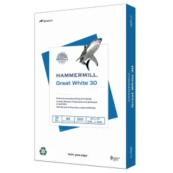 Hammermill Copy Paper<Great White 30% Recycled 11" x 17" Copy Paper, 20 lbs., 92 Brightness, 500/Ream (86750)
