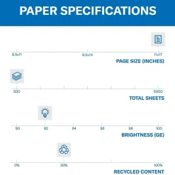 Hammermill Copy Paper<Great White 30% Recycled 11" x 17" Copy Paper, 20 lbs., 92 Brightness, 500/Ream (86750)