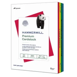 Hammermill Card Stock<Premium 110 lb. Cardstock Paper, 8.5" x 11", Blue/Green/Red/Yellow, 200 Sheets/Ream (168390R)