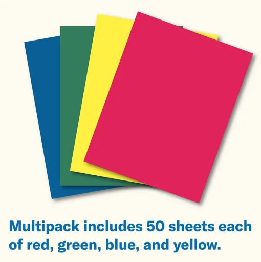 Hammermill Card Stock<Premium 110 lb. Cardstock Paper, 8.5" x 11", Blue/Green/Red/Yellow, 200 Sheets/Ream (168390R)