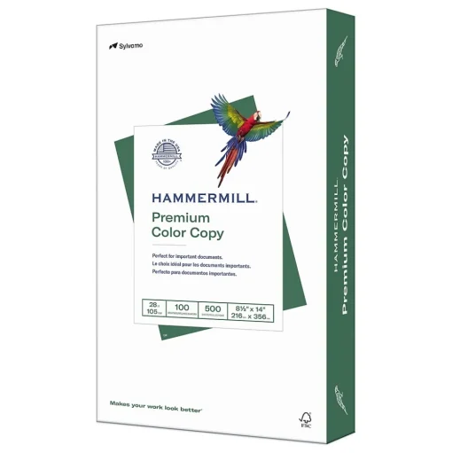 Hammermill Copy Paper<Premium 8.5" x 14" Color Copy Paper, 28 lbs., 100 Brightness, 500 Sheets/Ream (102475)