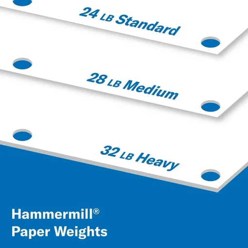Hammermill Copy Paper<Premium 8.5" x 11" 3-Hole Punched Color Copy Paper, 28 lbs., 100 Brightness, 500 Sheets/Ream, 8 Reams/Carton (102500)