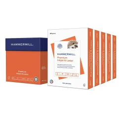 Hammermill Multipurpose Paper<Premium Inkjet & Laser 8.5" x 11" Multipurpose Paper, 24 lbs., 97 Brightness, 2500 Sheets/Carton (166140)