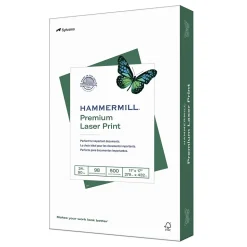Hammermill Multipurpose Paper<Premium Laser Print 11" x 17" Multipurpose Paper, 24 lbs., 98 Brightness, 500/Ream (104620)