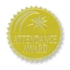 Hayes Awards & Certificates<Attendance Award Gold Foil Embossed Certificate Seals, 1-3/4", Pack of 54 (H-VA375)