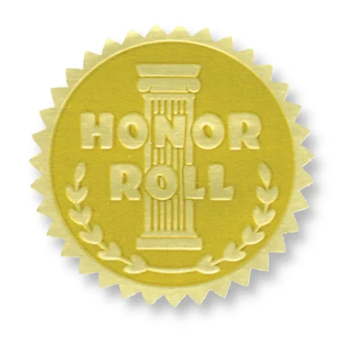 Hayes Awards & Certificates<Embossed Certificate Honor Roll Seals, Gold, 54/Pack (H-VA370)