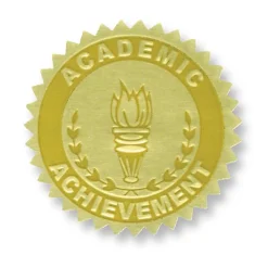 Hayes Awards & Certificates<Embossed Certificate Academic Achievement Seals, Gold, 54/Pack (H-VA372)