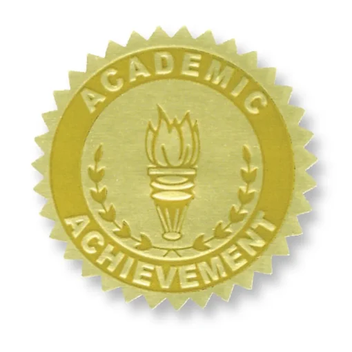Hayes Awards & Certificates<Embossed Certificate Academic Achievement Seals, Gold, 54/Pack (H-VA372)