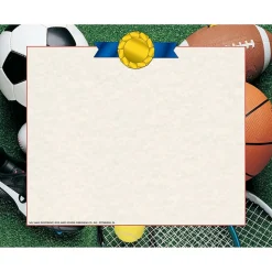 Flipside Classroom Paper<Hayes Publishing Athletic Border Paper, 8.5" x 11, 50 Sheets Per Pack, 3 Packs (H-VA642-3)