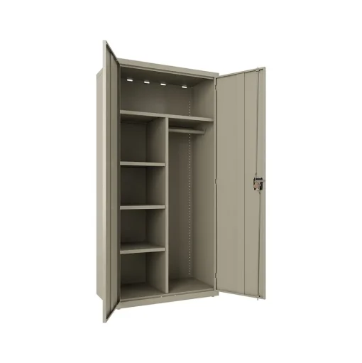 Hirsh Storage Cabinets<72" Steel Wardrobe Cabinet with 4 Shelves, Putty (22631)