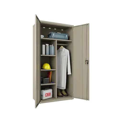 Hirsh Storage Cabinets<72" Steel Wardrobe Cabinet with 4 Shelves, Putty (22631)