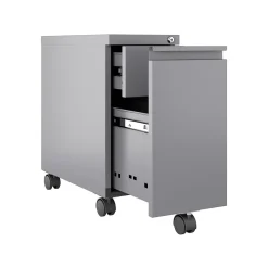 Hirsh File Cabinets<2-Drawer Mobile Vertical File Cabinet, Letter/Legal Size, Lockable, 21.75"H x 10"W x 19.88"D, Arctic Silver (24045)