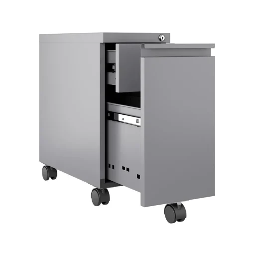 Hirsh File Cabinets<2-Drawer Mobile Vertical File Cabinet, Letter/Legal Size, Lockable, 21.75"H x 10"W x 19.88"D, Arctic Silver (24045)