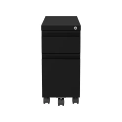 Hirsh File Cabinets<2-Drawer Mobile Vertical File Cabinet, Letter/Legal Size, Lockable, 21.75"H x 10"W x 19.88"D, Black (22651)