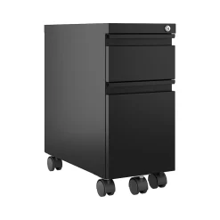 Hirsh File Cabinets<2-Drawer Mobile Vertical File Cabinet, Letter/Legal Size, Lockable, 21.75"H x 10"W x 19.88"D, Black (22651)