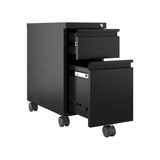 Hirsh File Cabinets<2-Drawer Mobile Vertical File Cabinet, Letter/Legal Size, Lockable, 21.75"H x 10"W x 19.88"D, Black (22651)