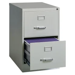 Hirsh File Cabinets<2-Drawer Vertical File Cabinet, Legal Size, Lockable, 28.37"H x 18"W x 25"D, Light Gray (14414)