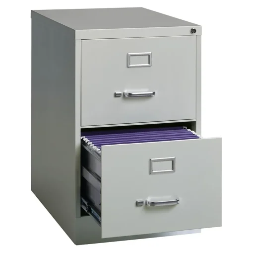Hirsh File Cabinets<2-Drawer Vertical File Cabinet, Legal Size, Lockable, 28.37"H x 18"W x 25"D, Light Gray (14414)