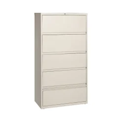 Hirsh File Cabinets<HL10000 Series 5-Drawer Lateral File Cabinet, Locking, Letter/Legal, Putty, 36" (17901)