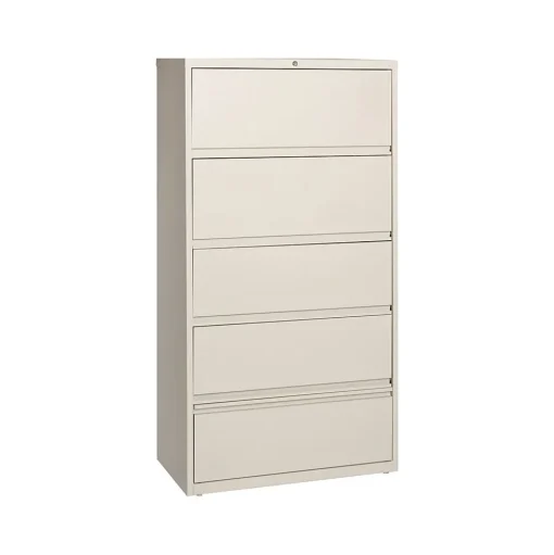 Hirsh File Cabinets<HL10000 Series 5-Drawer Lateral File Cabinet, Locking, Letter/Legal, Putty, 36" (17901)