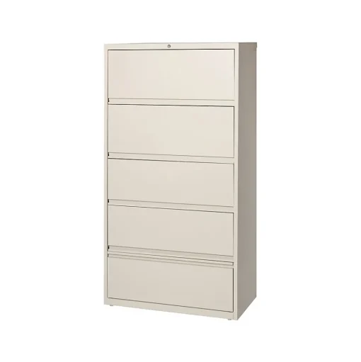 Hirsh File Cabinets<HL10000 Series 5-Drawer Lateral File Cabinet, Locking, Letter/Legal, Putty, 36" (17901)