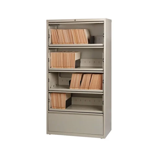 Hirsh File Cabinets<HL10000 Series 5-Drawer Lateral File Cabinet, Locking, Letter/Legal, Putty, 36" (17901)