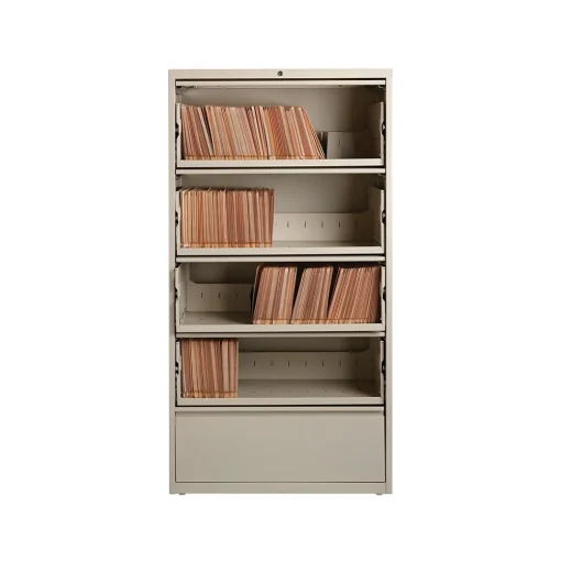 Hirsh File Cabinets<HL10000 Series 5-Drawer Lateral File Cabinet, Locking, Letter/Legal, Putty, 36" (17901)