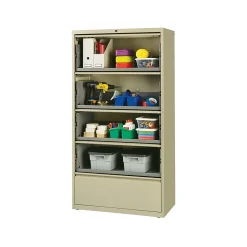 Hirsh File Cabinets<HL10000 Series 5-Drawer Lateral File Cabinet, Locking, Letter/Legal, Putty, 36" (17901)