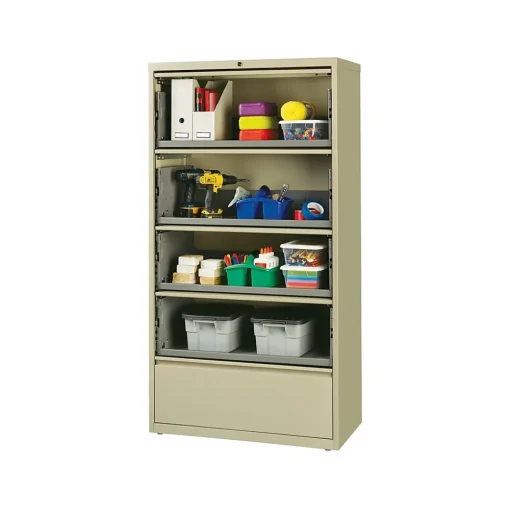 Hirsh File Cabinets<HL10000 Series 5-Drawer Lateral File Cabinet, Locking, Letter/Legal, Putty, 36" (17901)