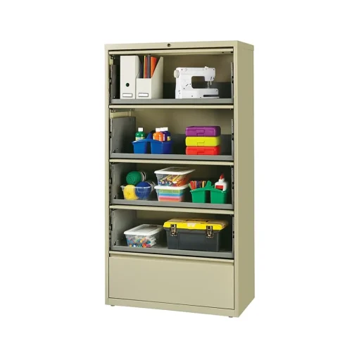 Hirsh File Cabinets<HL10000 Series 5-Drawer Lateral File Cabinet, Locking, Letter/Legal, Putty, 36" (17901)