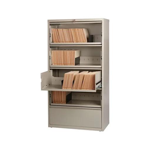Hirsh File Cabinets<HL10000 Series 5-Drawer Lateral File Cabinet, Locking, Letter/Legal, Putty, 36" (17901)