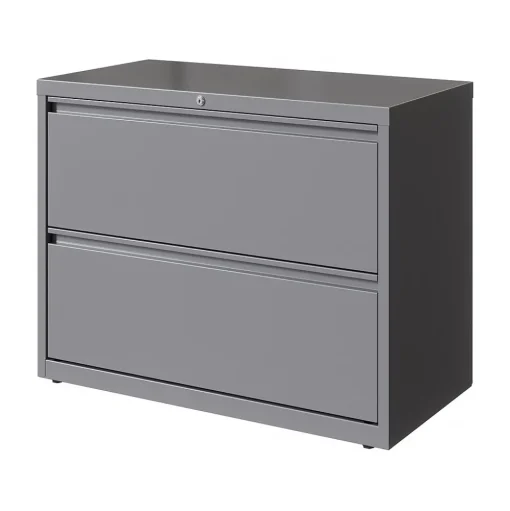 Hirsh File Cabinets<HL10000 Series 2-Drawer Lateral File Cabinet, Locking, Letter/Legal, Arctic Silver, 36" (23744)