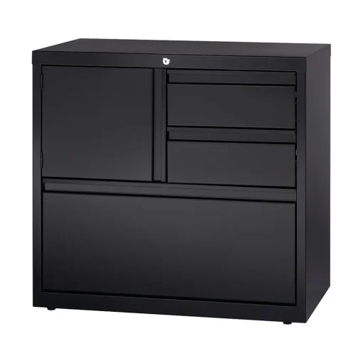 Hirsh File Cabinets<HL8000 Series 3-Drawer Lateral File Cabinet, Locking, Letter/Legal, Black, 30" (19628)