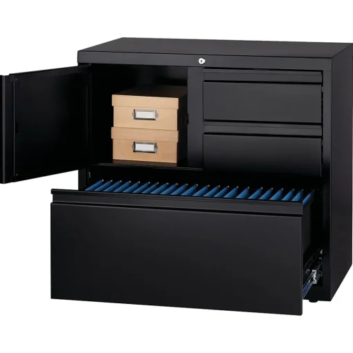 Hirsh File Cabinets<HL8000 Series 3-Drawer Lateral File Cabinet, Locking, Letter/Legal, Black, 30" (19628)