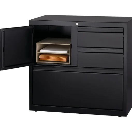 Hirsh File Cabinets<HL8000 Series 3-Drawer Lateral File Cabinet, Locking, Letter/Legal, Black, 30" (19628)