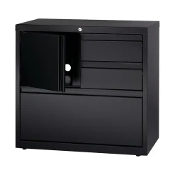 Hirsh File Cabinets<HL8000 Series 3-Drawer Lateral File Cabinet, Locking, Letter/Legal, Black, 30" (19628)