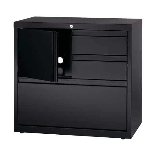 Hirsh File Cabinets<HL8000 Series 3-Drawer Lateral File Cabinet, Locking, Letter/Legal, Black, 30" (19628)