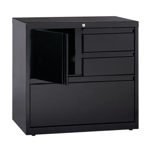 Hirsh File Cabinets<HL8000 Series 3-Drawer Lateral File Cabinet, Locking, Letter/Legal, Black, 30" (19628)