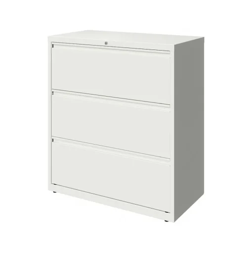 Hirsh File Cabinets<HL10000 Series 3-Drawer Lateral File Cabinet, Locking, Letter/Legal, White, 36" (23701)