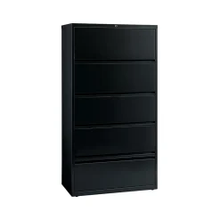 Hirsh File Cabinets<HL10000 Series 5-Drawer Lateral File Cabinet, Locking, Letter/Legal, Black, 36" (17902)