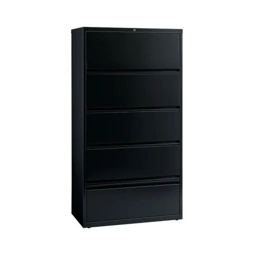 Hirsh File Cabinets<HL10000 Series 5-Drawer Lateral File Cabinet, Locking, Letter/Legal, Black, 36" (17902)