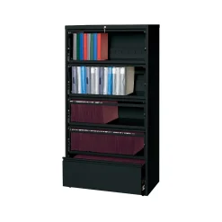 Hirsh File Cabinets<HL10000 Series 5-Drawer Lateral File Cabinet, Locking, Letter/Legal, Black, 36" (17902)