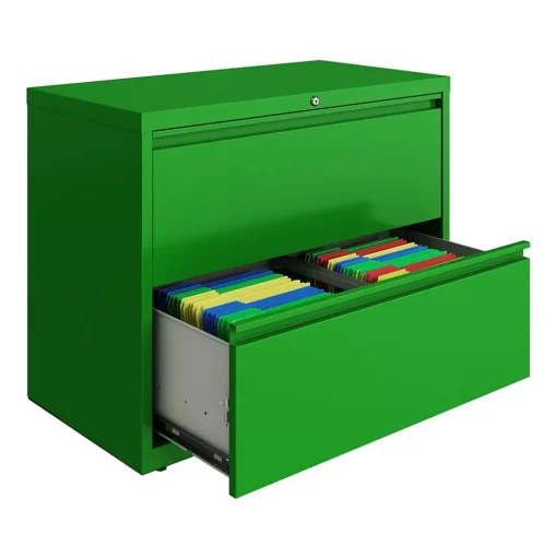 Hirsh File Cabinets<HL10000 Series 2-Drawer Lateral File Cabinet, Locking, Letter/Legal, Screaming Green, 36" (24250)