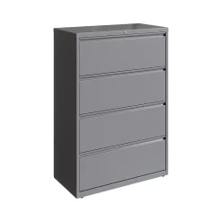 Hirsh File Cabinets<HL10000 Series 4-Drawer Lateral File Cabinet, Locking, Letter/Legal, Arctic Silver, 36" (23746)
