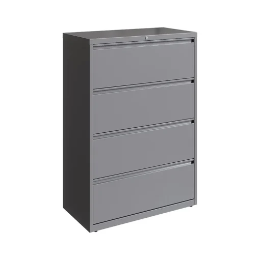 Hirsh File Cabinets<HL10000 Series 4-Drawer Lateral File Cabinet, Locking, Letter/Legal, Arctic Silver, 36" (23746)
