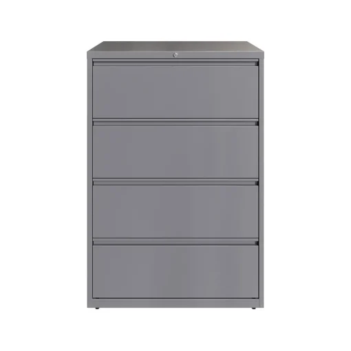 Hirsh File Cabinets<HL10000 Series 4-Drawer Lateral File Cabinet, Locking, Letter/Legal, Arctic Silver, 36" (23746)