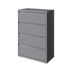 Hirsh File Cabinets<HL10000 Series 4-Drawer Lateral File Cabinet, Locking, Letter/Legal, Arctic Silver, 36" (23746)