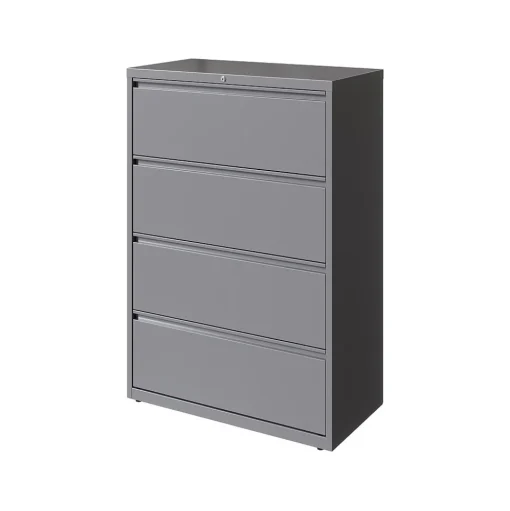Hirsh File Cabinets<HL10000 Series 4-Drawer Lateral File Cabinet, Locking, Letter/Legal, Arctic Silver, 36" (23746)